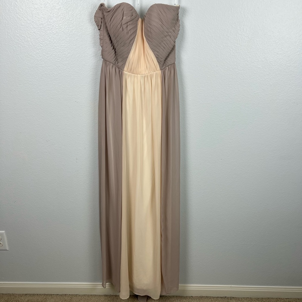Jasmine Strapless Taupe and Cream Dress